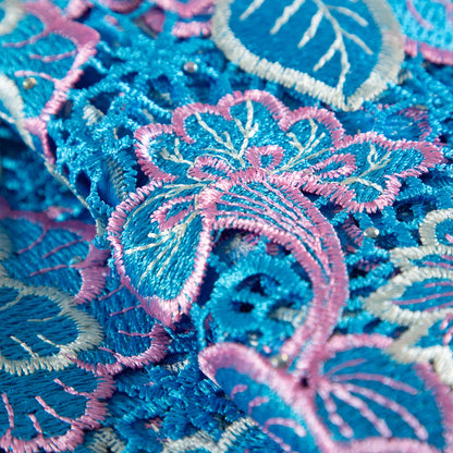 Tissu en dentelle guipure bleu de haute qualité, dentelle soluble dans l'eau africaine et nigériane, couture élégante pour robes de soirée, 2,5 mètres, TY3923