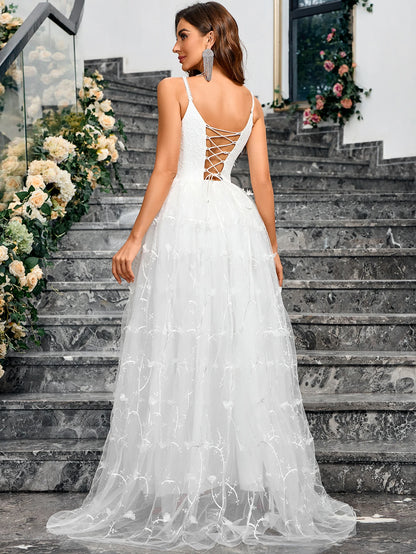 Robe de mariée sirène élégante pour femme Robe de mariée sans manches Robe de mariée à col en V Nouvelle robe de mariée sexy dos nu en nouilles italiennes