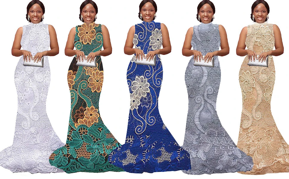 Dentelles africaines françaises 2024 Styles de dentelle Aso Ebi Tissu nigérian Dentelle pour femmes Robe de mariée Tissus en dentelle de tulle blanc