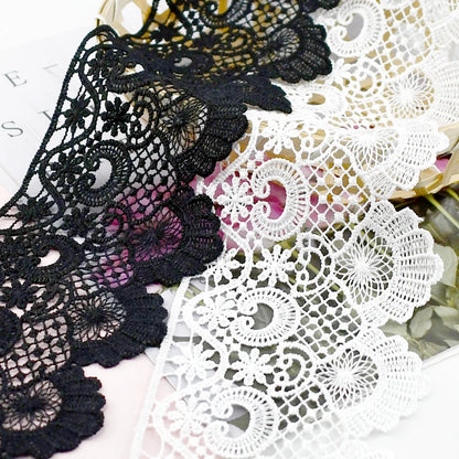 2/5Meters White Black Embroidery Lace Trim Wedding Dress Decorative Ribbon Tape Clothes Trimming DIY Sewing Material Accessories