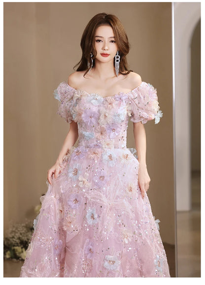 Nouvelle arrivée robe de soirée de luxe à fleurs de forêt française A-Line 2024 robe de perles de texture haut de gamme pour femmes fête de mariage