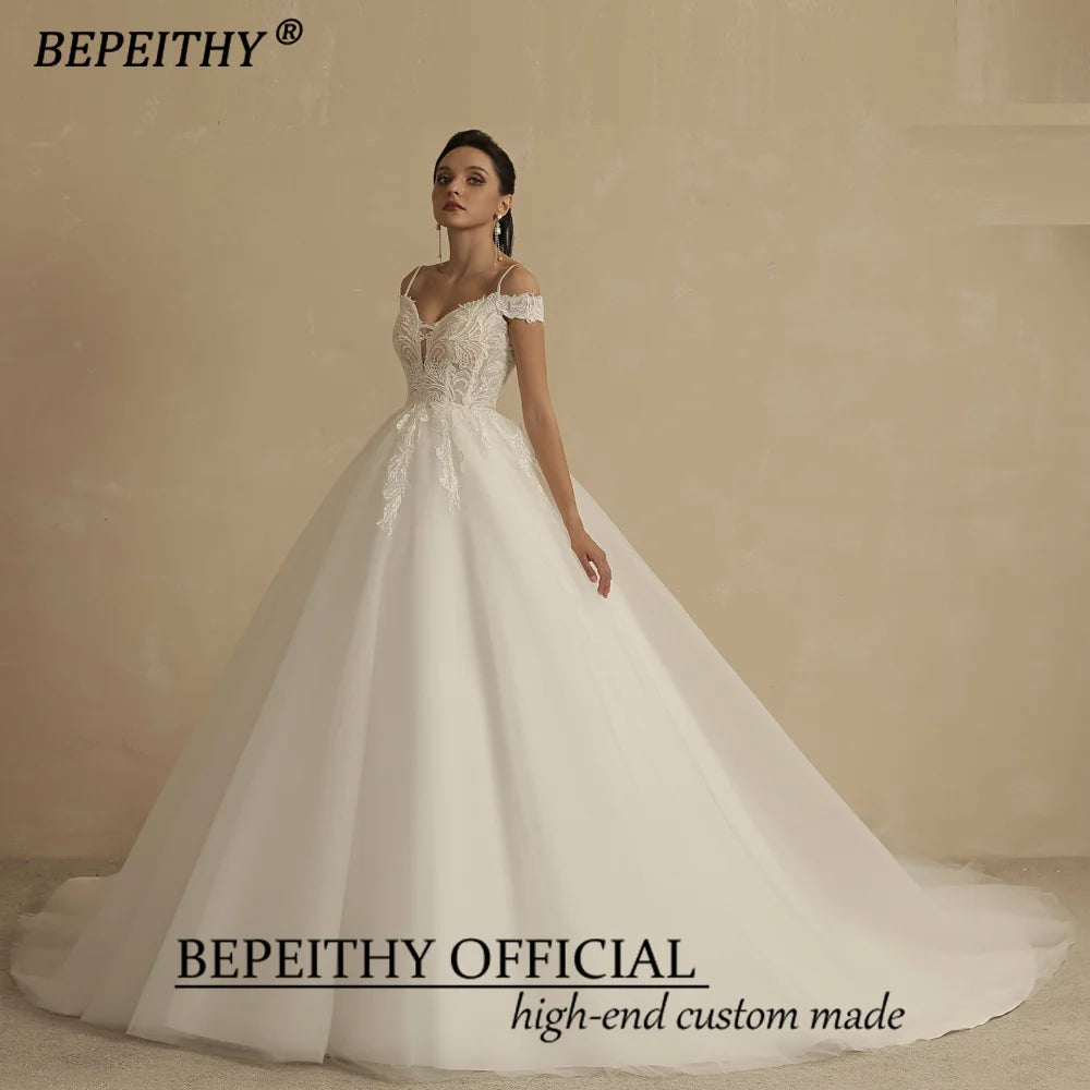 BEPEITHY Simple A Line Ivory Wedding Dresses 2022 For Women Off Shoulder Cheap Bridal Gown Bride Free Shipping Sleeveless