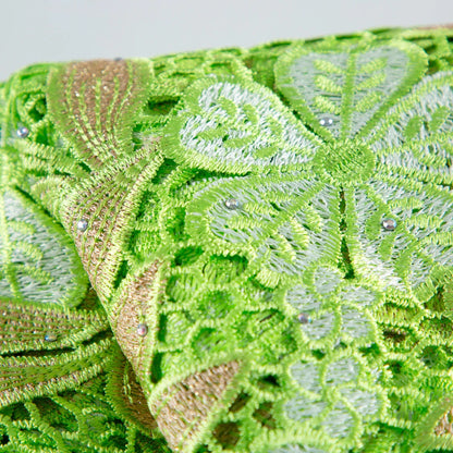 Green Guipure Cord Lace Fabric African Nigerian Water Soluble Lace High Quality Sewing For Women Party Dresses,  2.5yards TY3925