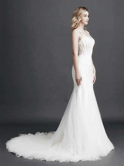 Robe de mariée sirène sans manches en V profond pour femme, coupe A-line, slim, sexy, en dentelle, robe de bal, robe de soirée, robe de soirée, maxi