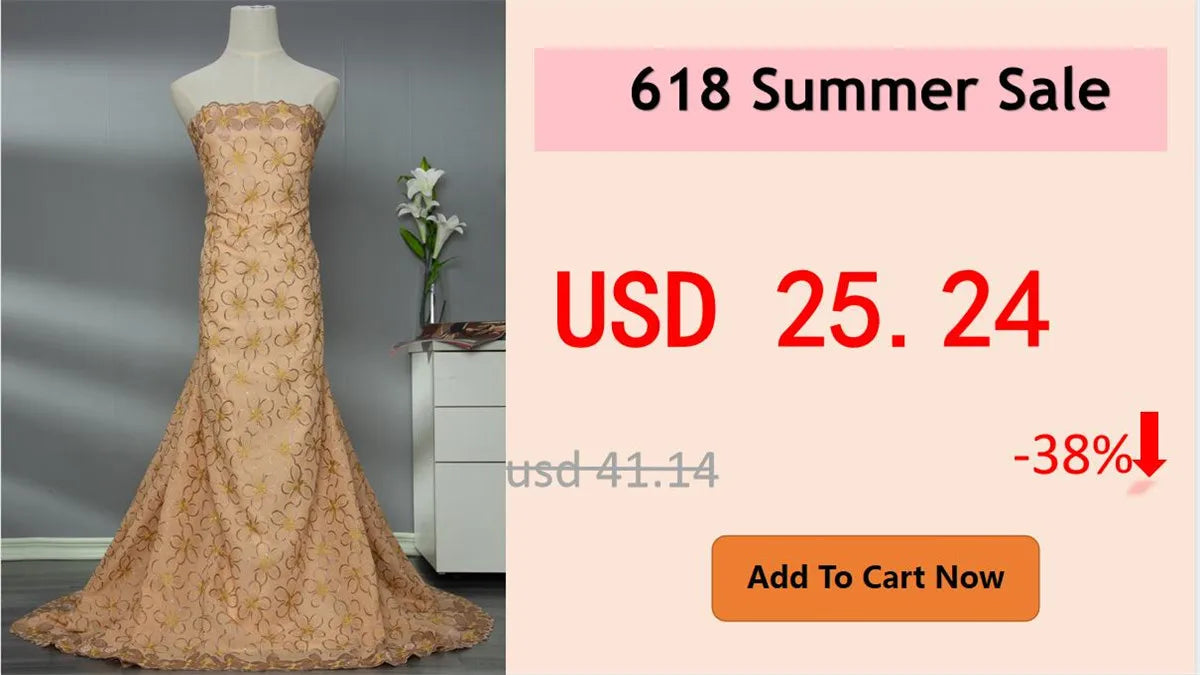 African Lace Fabric 2022 High Quality Nigerian Gilded Laces Fabric Flower Gilding Jacquard Tissue  For Women Wedding Dress A2394