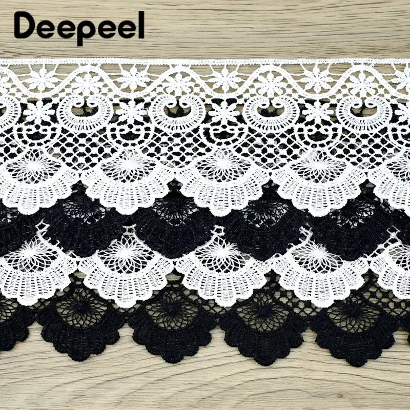 2/5Meters White Black Embroidery Lace Trim Wedding Dress Decorative Ribbon Tape Clothes Trimming DIY Sewing Material Accessories