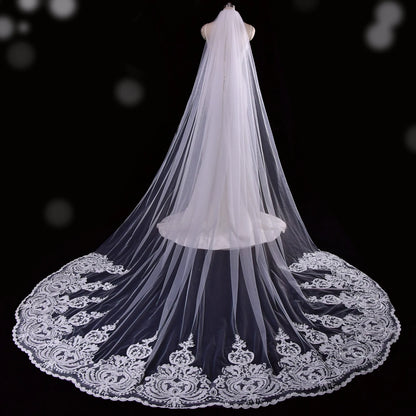 V161 Super Bridal Veils Long Wedding Veil Plus Sie Wedding Dresses Accessories Extra Long Royal Lace Embroidery Wedding Veil