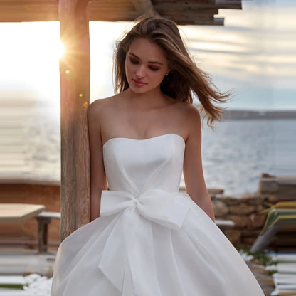 Vestido de novia sencillo y elegante Vestido de fiesta clásico Vestido de novia blanco sin tirantes Estilo corsé Talla grande personalizada