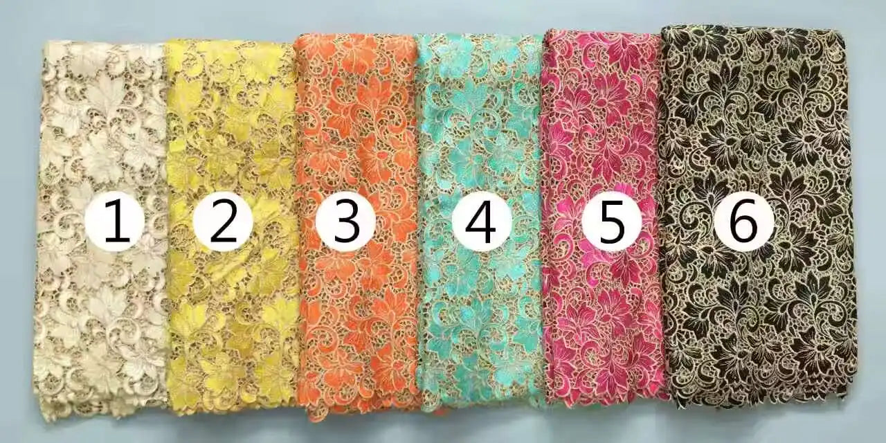 2024 High Quality Nigerian Water Soluble Lace Fabric with Stones African Guipure Lace for Women Wedding Christmas Dresses TY3706