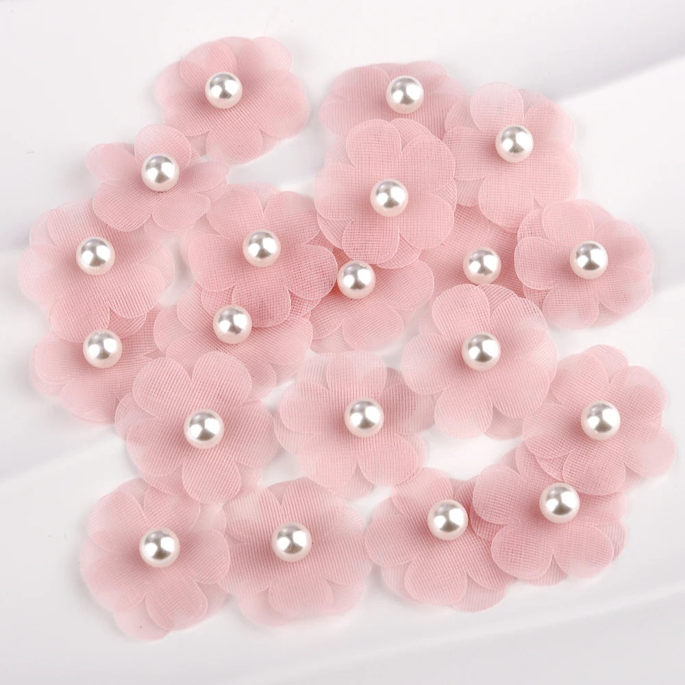 Lot de 10 fleurs artificielles en organza pour réparation de vêtements, pour robe de mariée, sac, décoration, accessoires de couture, DIY