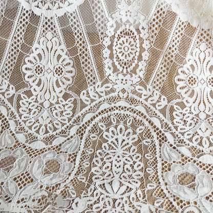 New Style Eyelashes Pressure Yarn Thick Soft Lace Fabric Wedding Dress Off white  Geometric Flower Decoration Accessories