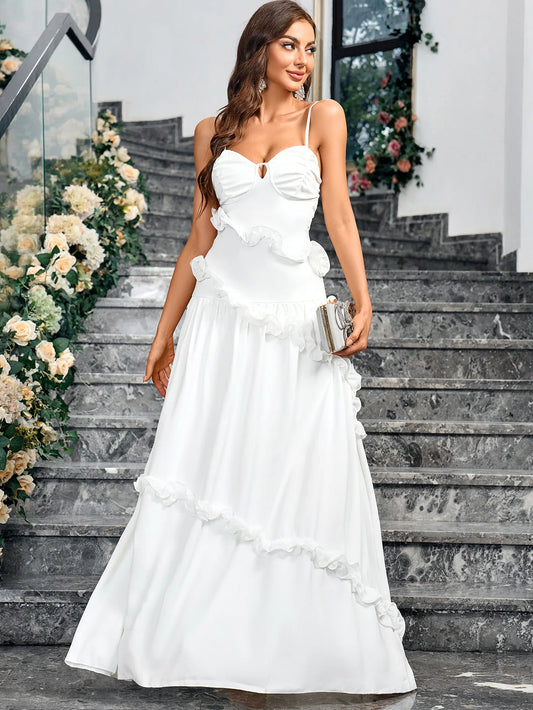 Vestido de novia de lujo sin mangas con escote en forma de corazón y espalda descubierta, largo y sexy, para fiesta de graduación, para damas de honor, elegantes