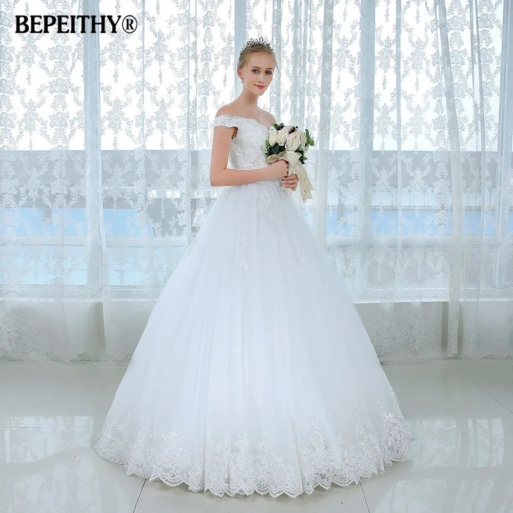 BEPEITHY Mode Dos Nu Robe De Bal Robe De Mariée Sans Manches Robe De Noiva Dentelle Robes De Mariée Princesse Robes De Mariée Robe