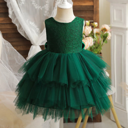 Robes de demoiselle d'honneur pour mariage, enfants, dentelle, dos nu, tulle, tutu, princesse, bal de fin d'année, vêtements de fête, bébé, 1er anniversaire, baptême, robe blanche