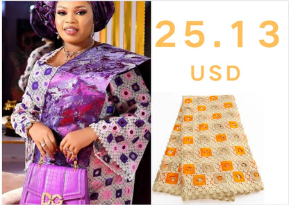 Tissu en dentelle africaine nigériane 2023 Nouvelle dentelle en voile suisse Dentelle de coton avec strass pour femmes Robes de soirée de mariage Coudre TY3585