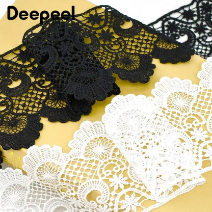 2/5Meters White Black Embroidery Lace Trim Wedding Dress Decorative Ribbon Tape Clothes Trimming DIY Sewing Material Accessories