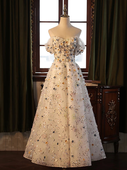 Venta caliente elegante vestido de noche de lujo con cuentas y flores árabes de alta gama 2024 vestido de compromiso para mujer fiesta de boda