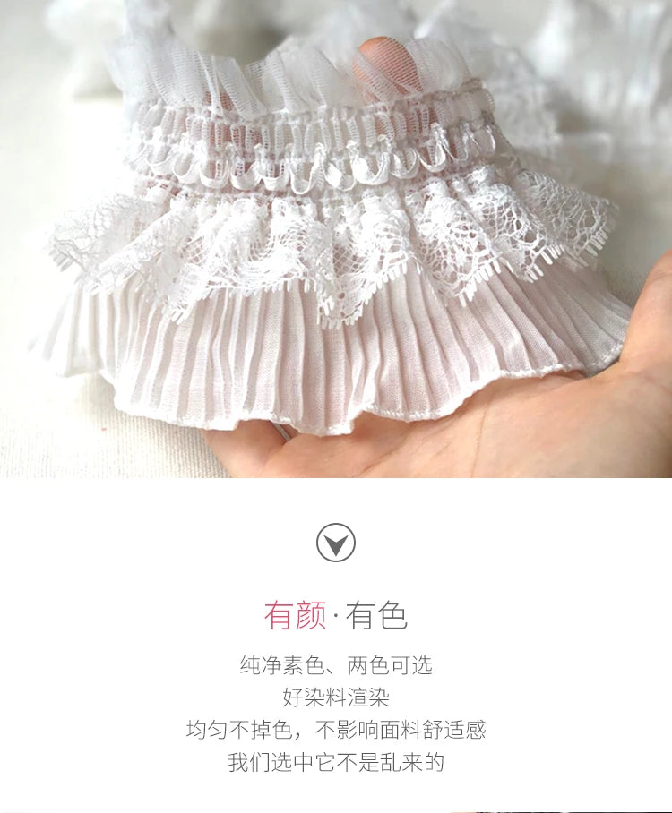 9cm Doll Dress Wedding Clothes Lace Fabric Embroidered Ruffle Trim DIY Dress Apparel Collar Sewing Decoration