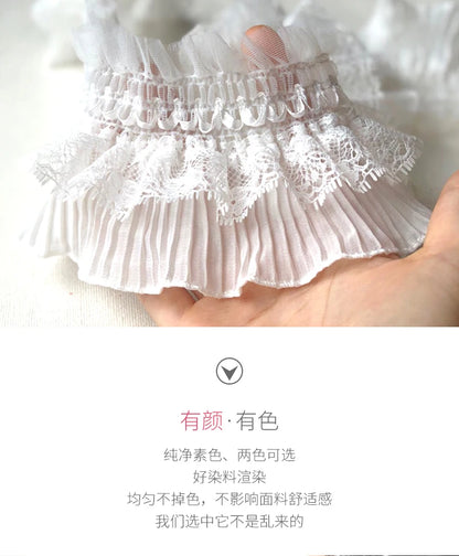 Vestido de muñeca de 9 cm, ropa de boda, tela de encaje bordada con volantes, adorno para vestido, ropa, cuello, decoración de costura