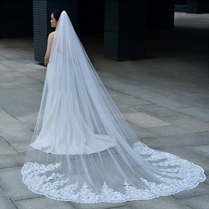 V161 Super Bridal Veils Long Wedding Veil Plus Sie Wedding Dresses Accessories Extra Long Royal Lace Embroidery Wedding Veil