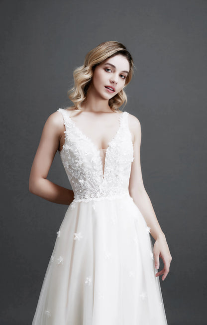 2024 Sexy Tempérament Dentelle Robe De Mariée Femme Col En V Sling Dos Nu Robe De Soirée Romantique Fleurs Applique Perle Robe De Mariée