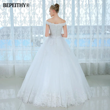 BEPEITHY Fashion Backless Ball Gown Wedding Dress Sleeveless Vestido De Noiva Lace Bridal Gowns Princess Wedding Dresses Robe