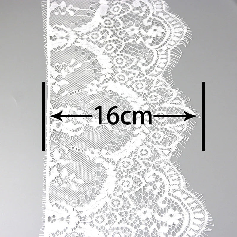 (3 meters/lot)160mm Floral Embroidered Eyelash Lace Ribbon Clothing Accessories Lace material Handmade Wedding Dress Ribbon