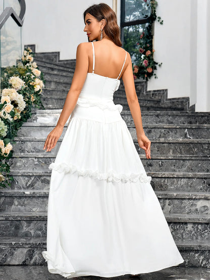 Vestido de novia de lujo sin mangas con escote en forma de corazón y espalda descubierta, largo y sexy, para fiesta de graduación, para damas de honor, elegantes