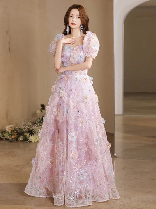 Nouvelle arrivée robe de soirée de luxe à fleurs de forêt française A-Line 2024 robe de perles de texture haut de gamme pour femmes fête de mariage