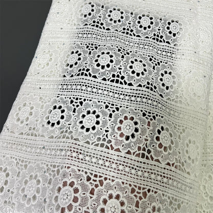 Tissu en dentelle de tulle nigérian pour la couture, robe de broderie de mariage, guipure de fête en mousseline de soie, haute qualité, fin de série, 5 mètres, 2024