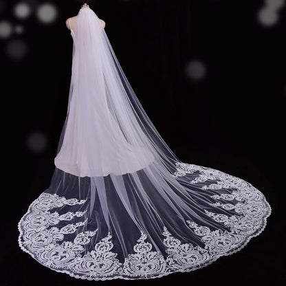 V161 Super Bridal Veils Long Wedding Veil Plus Sie Wedding Dresses Accessories Extra Long Royal Lace Embroidery Wedding Veil