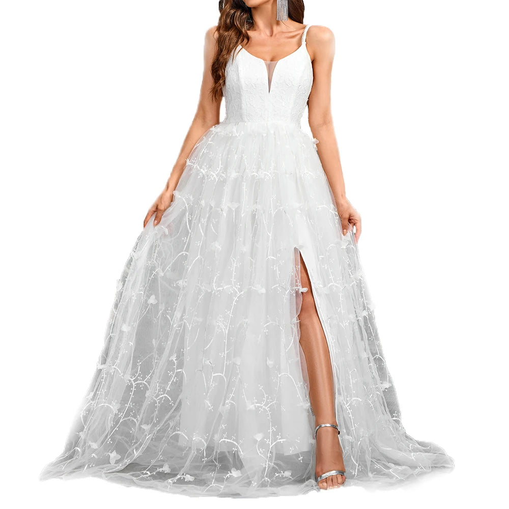 Robe de mariée sirène élégante pour femme Robe de mariée sans manches Robe de mariée à col en V Nouvelle robe de mariée sexy dos nu en nouilles italiennes