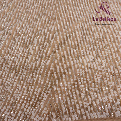 La Belleza fashion new white beaded sequin garment bridal lace fabric dress Wedding dress performance fabric 51'' width 1 yard