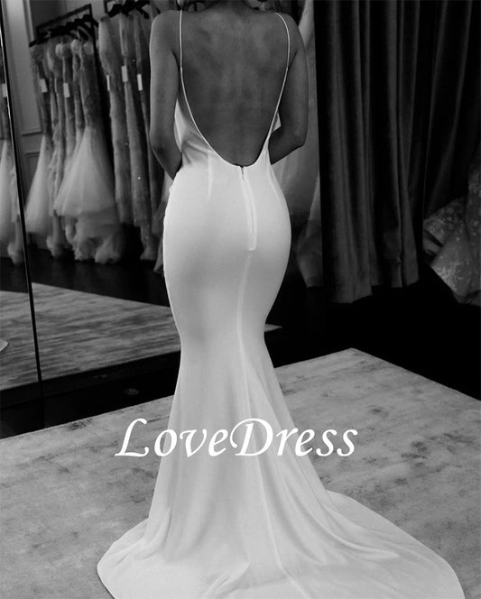 LoveDress Elegantes vestidos de novia de sirena con tirantes finos para novias 2023 Sencillos vestidos de novia con espalda abierta y sexys Robe De Mariee