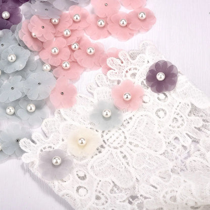 Lot de 10 fleurs artificielles en organza pour réparation de vêtements, pour robe de mariée, sac, décoration, accessoires de couture, DIY