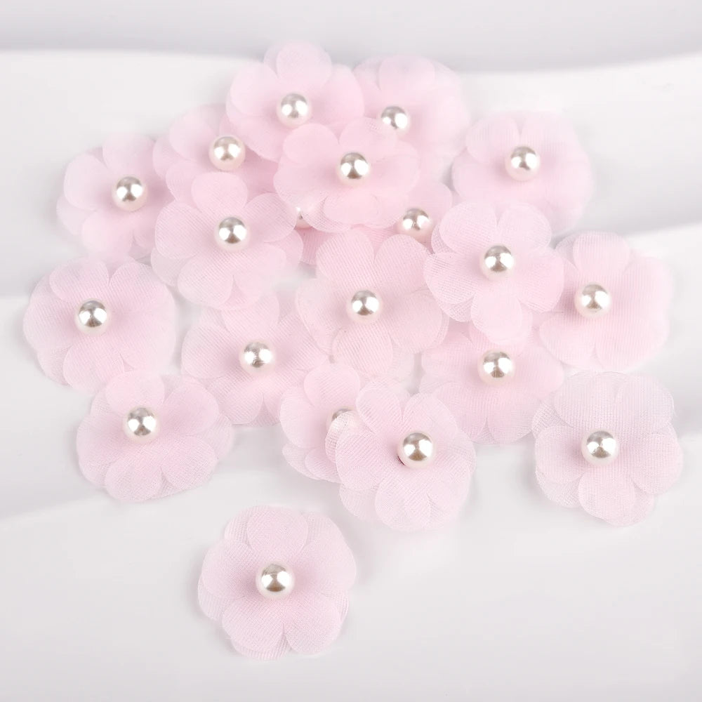 10Pcs Organza Daisy Artificial Flowers Clothing Repair Patch Appliques For Wedding Dress Bag Decoration DIY Sewing Accessories