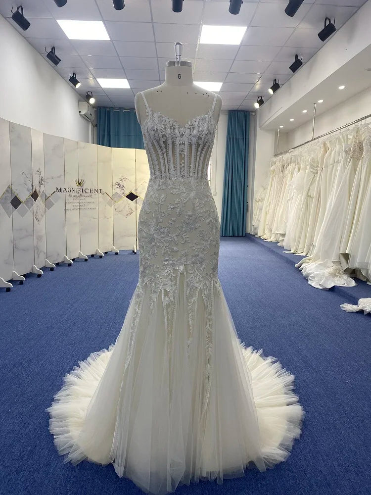 Robe de mariée sirène sans manches en V profond pour femme, coupe A-line, slim, sexy, en dentelle, robe de bal, robe de soirée, robe de soirée, maxi