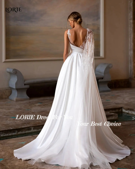 LORIE Sexy Bohême Robes De Mariée Vintage A-Line Dentelle Dos Nu Robes De Mariée Avec Appliques Sangle Ruban Princesse Robe De Mariée