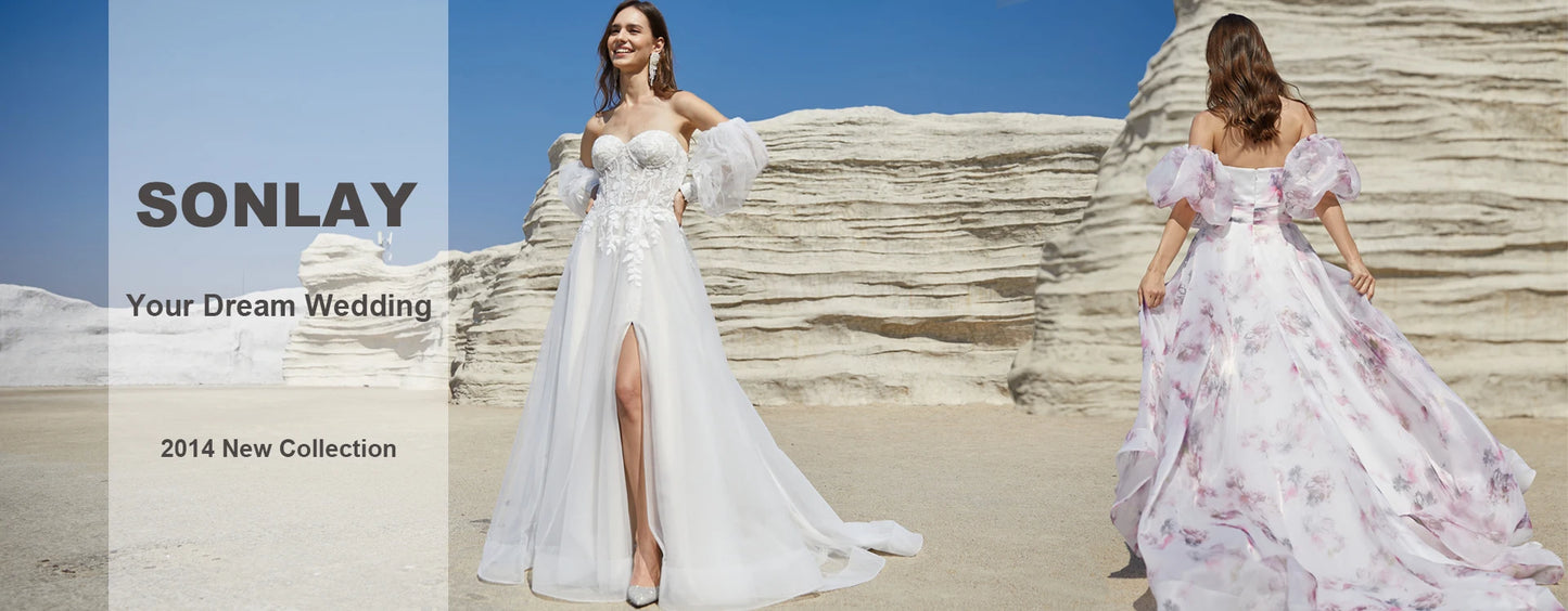 Elegantes vestidos de novia con flores rosas 2024 para mujer, con cordones en la espalda y mangas abullonadas, vestido de fiesta de organza color marfil para jardín