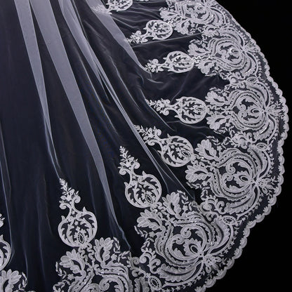 V161 Super Bridal Veils Long Wedding Veil Plus Sie Wedding Dresses Accessories Extra Long Royal Lace Embroidery Wedding Veil