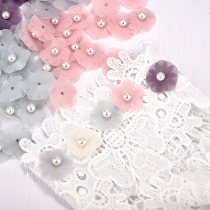 Lot de 10 fleurs artificielles en organza pour réparation de vêtements, pour robe de mariée, sac, décoration, accessoires de couture, DIY