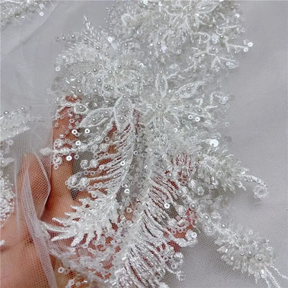 3D Flower Application Laces Collar DIY Rhinestone Lace Fabric Embroidery Craft Materials Wedding Dress for Sewing Accessories