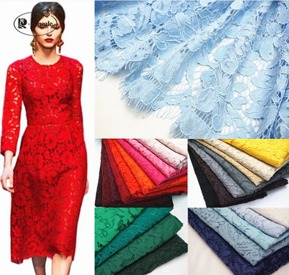 1.5*1.5meters Embroidery Eyelash Cotton Lace Fabric French Cord Lace Cloth African Guipure Lace For Party Wedding Dress  RS980