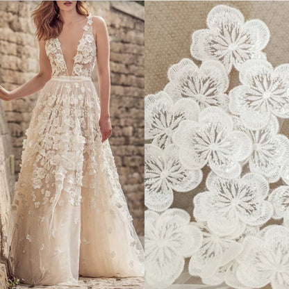 5 piezas de apliques de parche de encaje de flores para vestido de novia, accesorios de broche de horquilla, parches de encaje