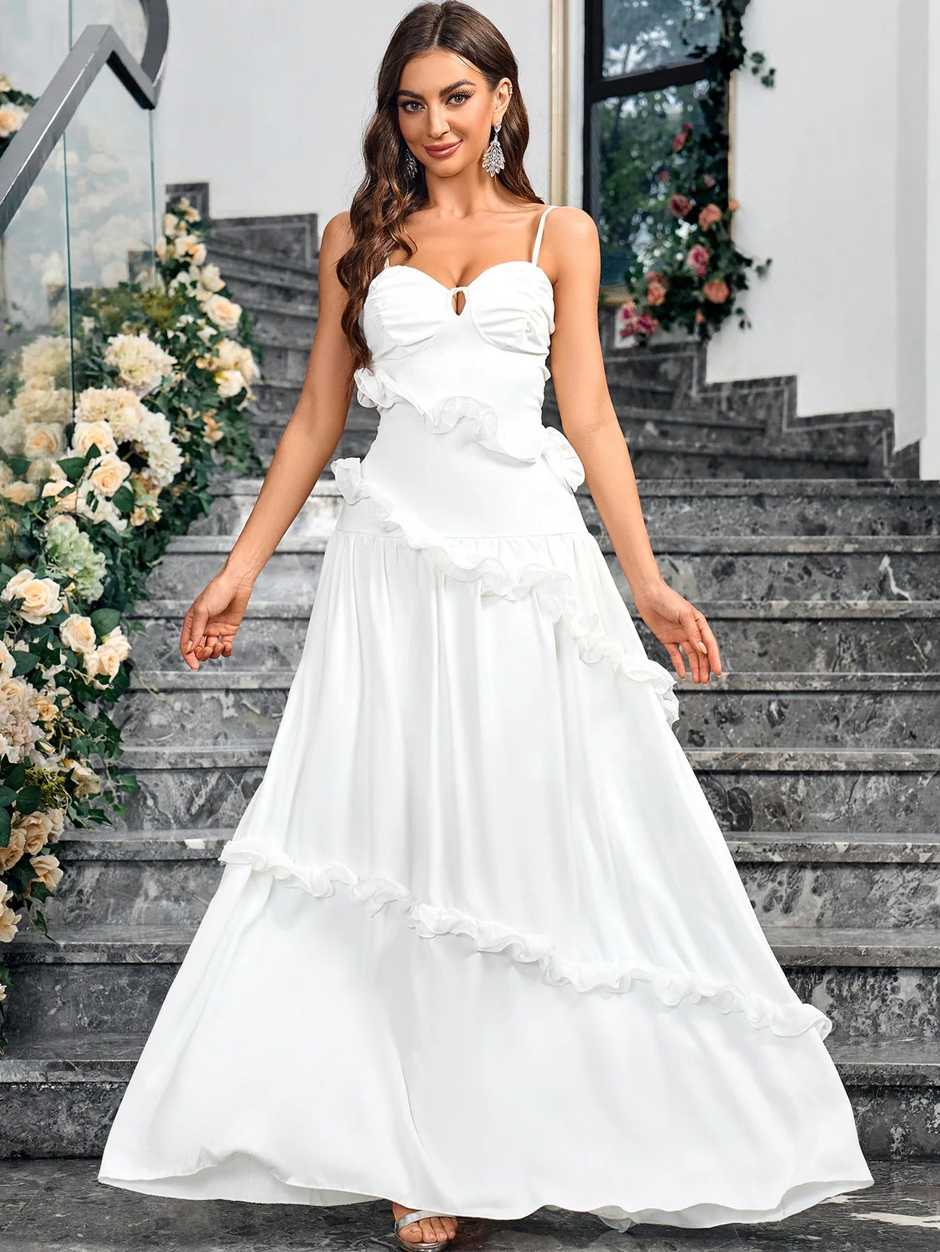 Vestido de novia de lujo sin mangas con escote en forma de corazón y espalda descubierta, largo y sexy, para fiesta de graduación, para damas de honor, elegantes