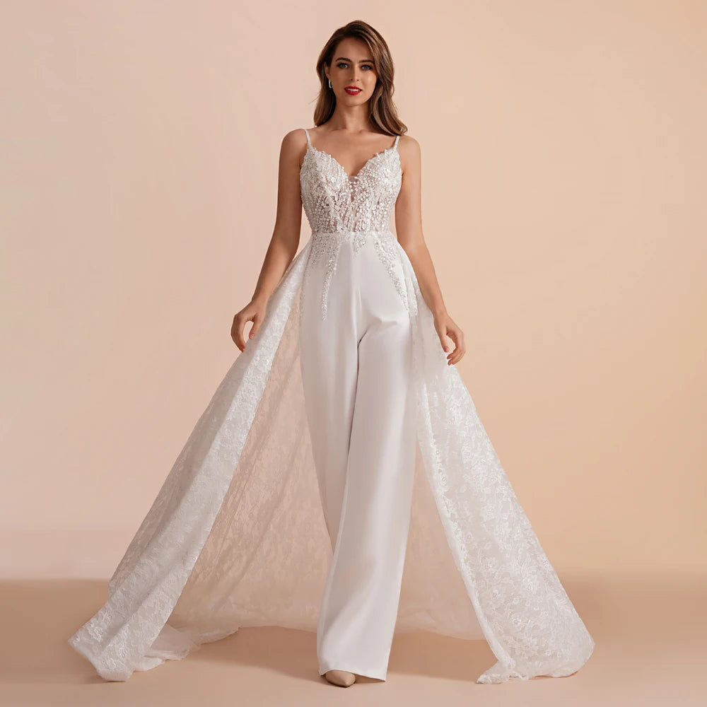 BEPEITHY Champagne Backless A Line Boho Bride Wedding Dresses Spaghetti Straps Sleeveless Summer Pleats Lace Bridal Gown 2023