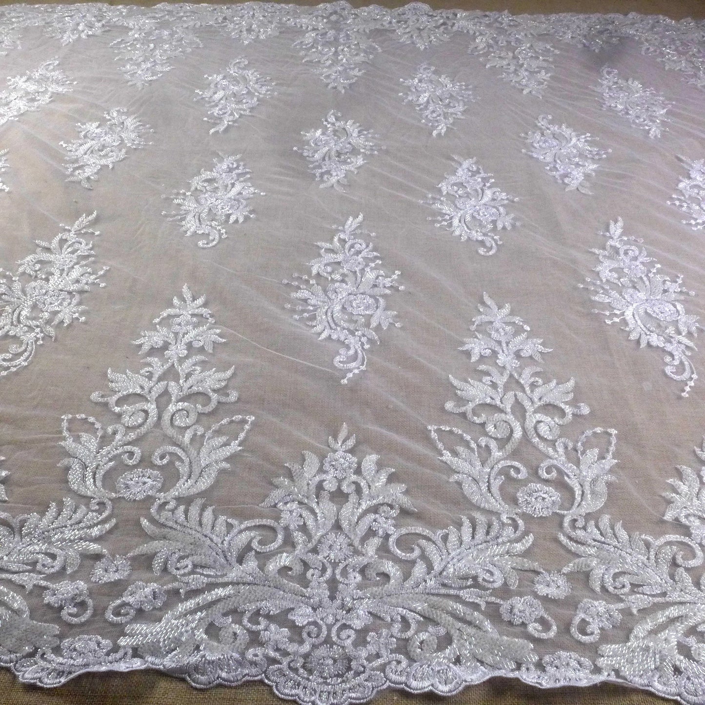 New bridal fabric heavy beads embroidery wedding dress lace fabric beautiful patterns gown lace ivory gown lace