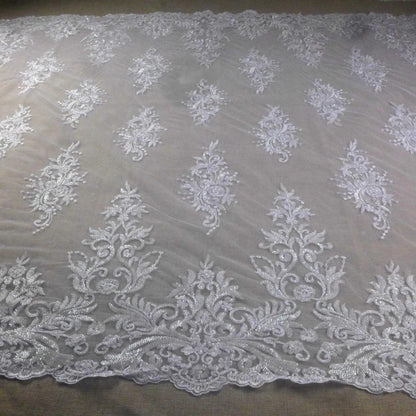 New bridal fabric heavy beads embroidery wedding dress lace fabric beautiful patterns gown lace ivory gown lace