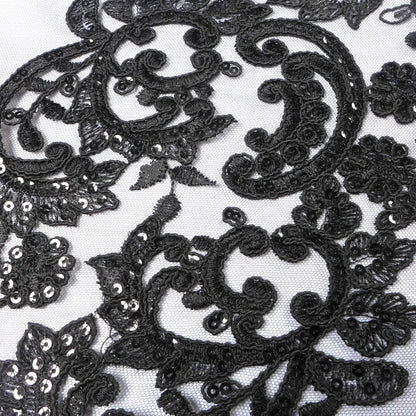 Tissu en dentelle brodée à gros motifs noirs de haute qualité pour robe de mariée/tissu en dentelle pour robe haut de gamme au mètre