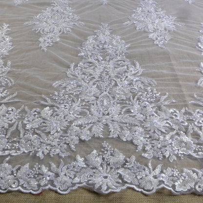 La Belleza 2021 Nouvelle mode de mariée, tissu en dentelle blanc pur / ivoire, tissu en dentelle de robe de mariée à perles blanc cassé 47 '' de largeur 1 yard